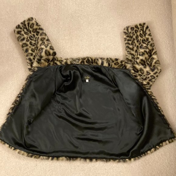 Vintage Faux Fur Animal Print Short Length Coat UK Size 16 - Picture 3 of 15